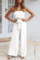 Carlyn - Combinaison bustier à jambe large et taille nouée