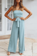 Carlyn - Combinaison bustier à jambe large et taille nouée