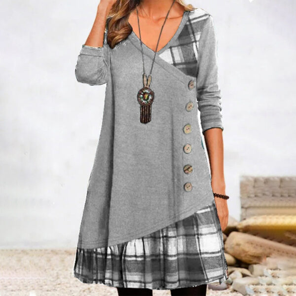 Lillie - Robe à carreaux à manches longues