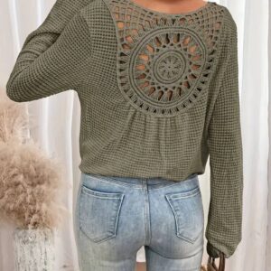 Angèle - Pull à col en V en maille gaufrée