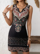 Anne - Bohemian Floral Print V-Neck Sleeveless Dress