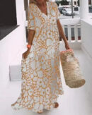 Audrey - Robe longue à manches courtes avec imprimé