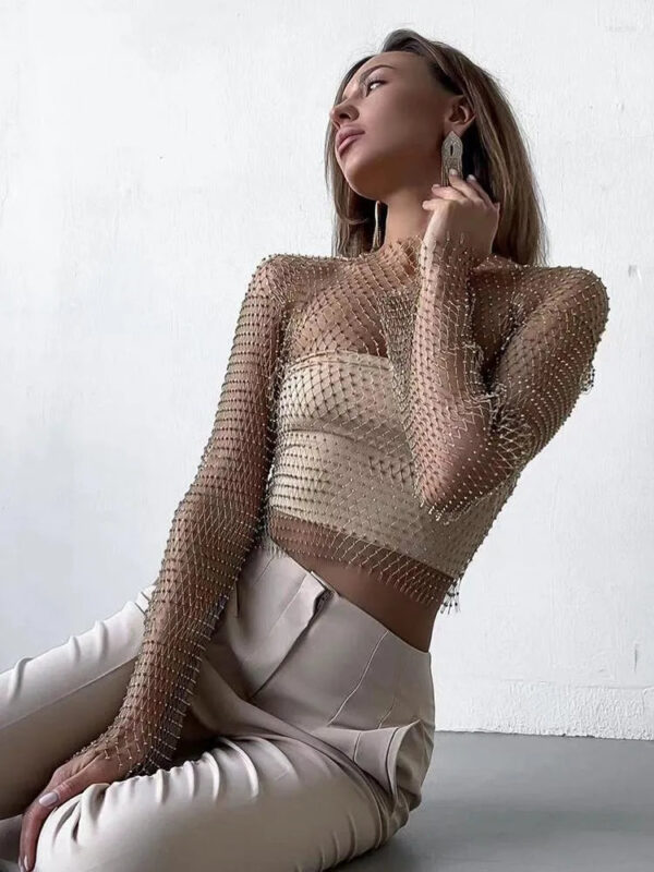 Annalise - Crop top transparent avec strass – Image 9