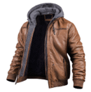Benjamin - Veste d'hiver élégante en cuir de qualité supérieure avec capuche