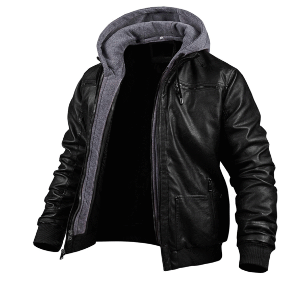Benjamin - Veste d'hiver élégante en cuir de qualité supérieure avec capuche