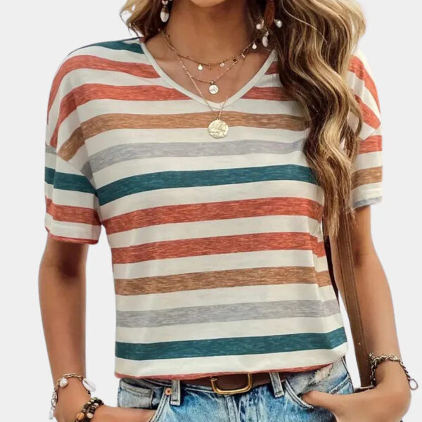Charlotta - T-shirt décontracté à rayures pour femmes – Image 11