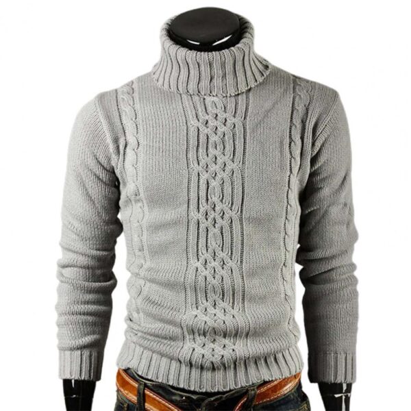 Pull à col roulé en tricot câblé de coton - Lucian – Image 3
