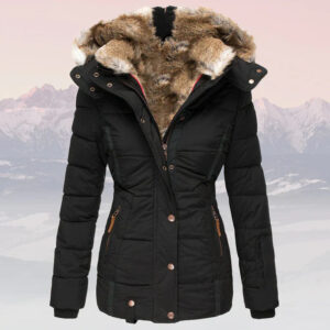 Eliza - Veste d'hiver chaude avec col et capuche en fourrure pour femmes
