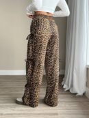 Ayana - Pantalon à jambes larges avec imprimé léopard et nœud sur le côté