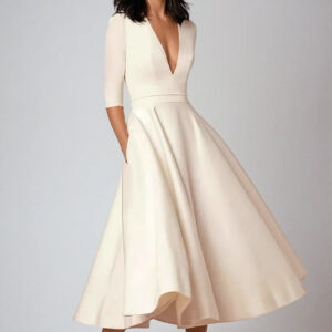 Azmira – Robe midi élégante à coupe trapèze