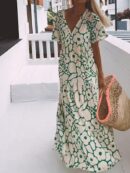 Audrey - Robe longue à manches courtes avec imprimé