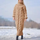 Fiona - Robe à manches longues à col roulé en maille torsadée