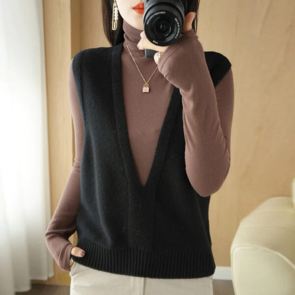 Dorothea - Gilet tricoté à la mode avec col en V – Image 4