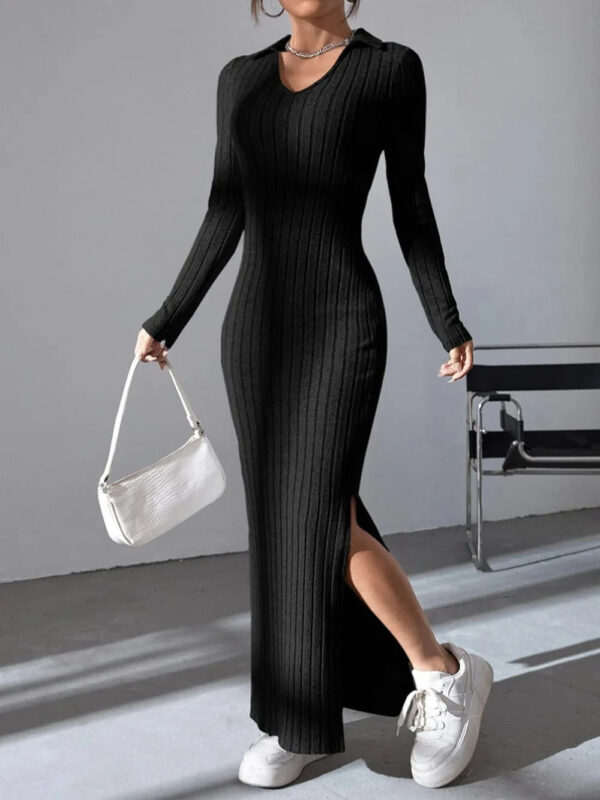 Angela - Robe en tricot à manches longues et coupe ajustée pour femme – Image 3