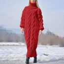 Fiona - Robe à manches longues à col roulé en maille torsadée