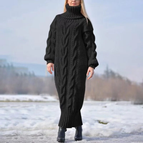 Fiona - Robe à manches longues à col roulé en maille torsadée – Image 3