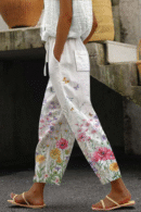 Airish - Pantalon décontracté à poches boutonnées et imprimé unique